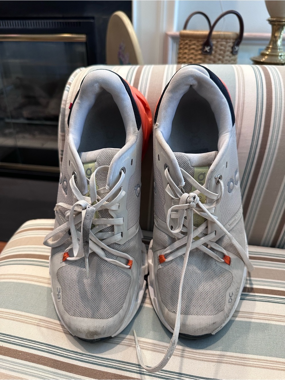 On cloud  White and Orange running  Sneakers